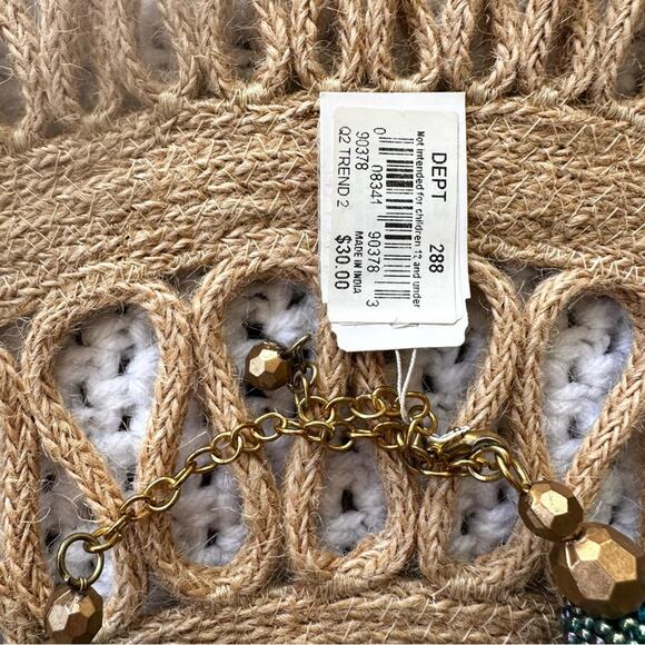 Macy's NWT Turquoise Blue Iridescent Heavily Beaded Braided Statement Necklace - Picture 8 of 8